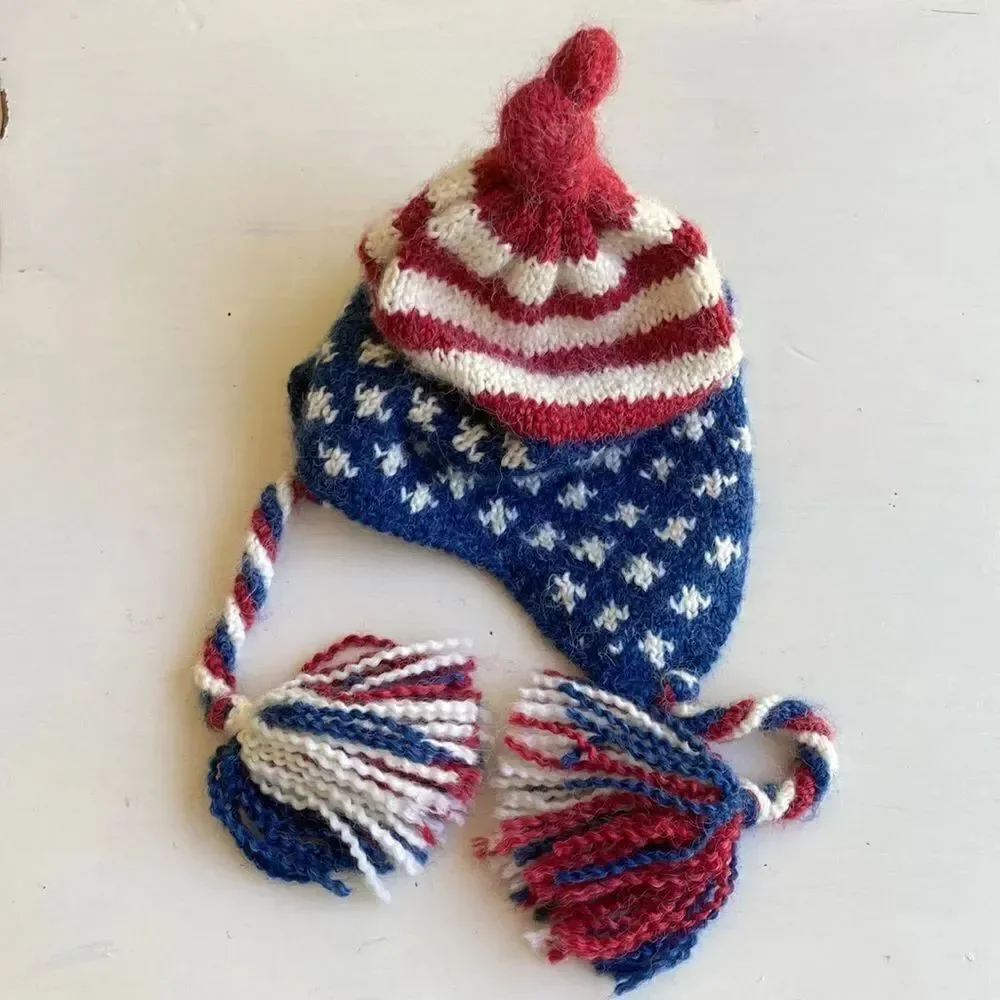 Peruvian Trading Company Beanie Red, White & Blue